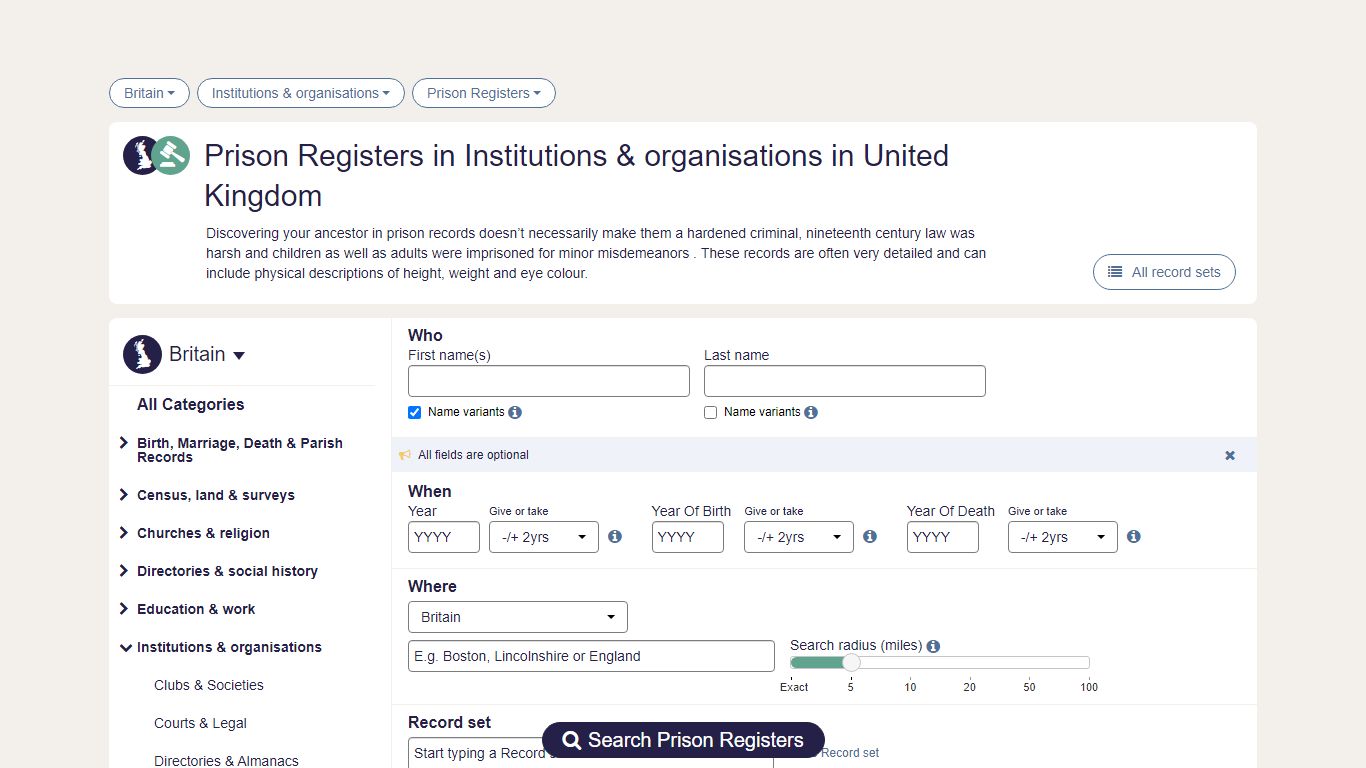 Prison Registers in Institutions & organisations ... - findmypast.co.uk